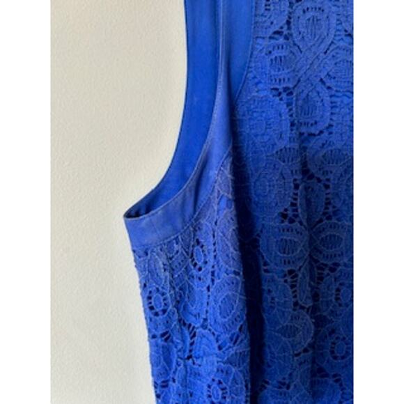 Ann Taylor Lace Sleeveless Fitted Sheath Dress Size 10 Beautiful Royal Blue - Picture 4 of 11